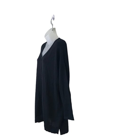 Eileen Fisher 98% Merino Wool Black  V- neck Oversized Sweater  Size XXS - Picture 4 of 7